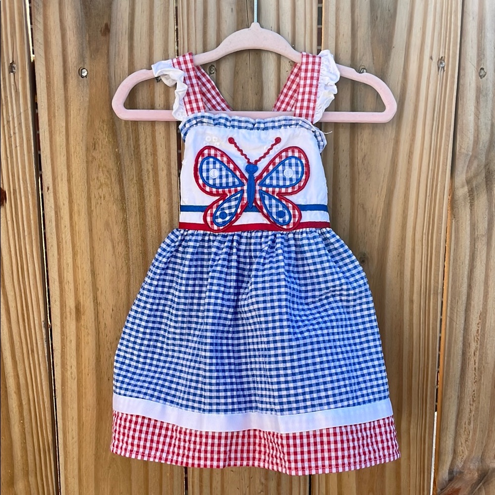 $10💕 BLUEBERI BOULEVARD Red , White, and Blue Gingham Dress
